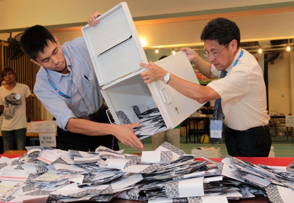 Hong Kong elections: Record numbers vote in district council polls