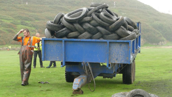 2,000 tyres recovered from River Ogmore in south Wales during clean-up operation 2,000 tyres recovered from River Ogmore in south Wales during clean-up operation